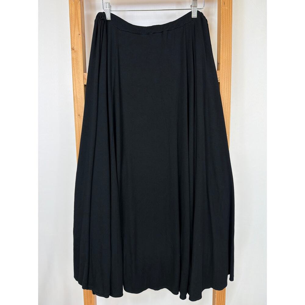 Comfy USA Black Classic Cinched Waist Flowy Maxi Skirt XL - Picture 3 of 6
